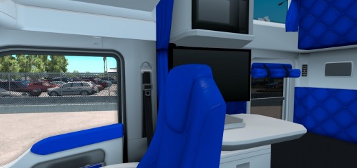 White and Blue interior for Kenworth T680