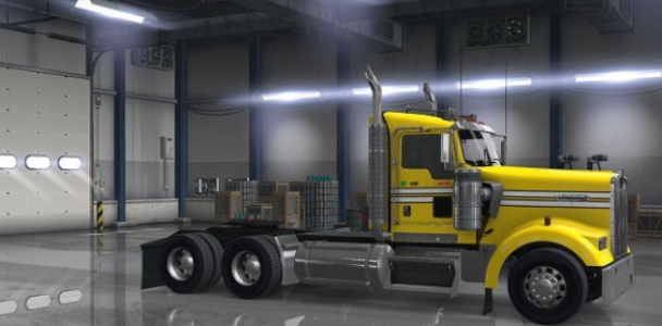 Smooth Yellow Truck Skin for Kenworth W900 (Day Cab only)  (3)